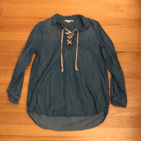 Denim tie blouse - Picture 1 of 3